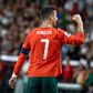 Cristiano Ronaldo a celebrar o bis por Portugal à Hungria em Alvalade