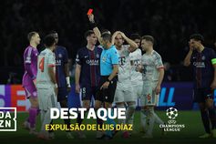 Luis Díaz tira Hakimi de jogo em lágrimas após entrada dura e é expulso
