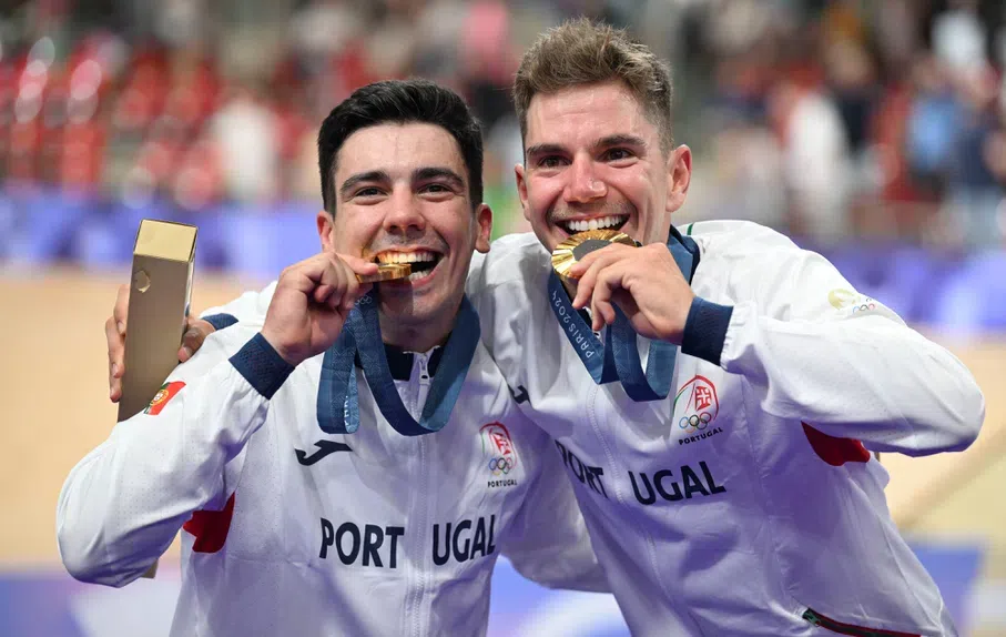 Iúri Leitão e Rui Oliveira conquistaram o ouro na prova de madison (ciclismo) em Paris2024. IMAGO