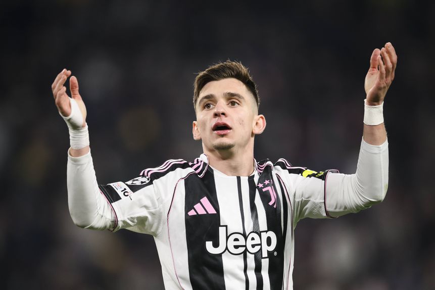 Francisco Conceição no jogo da Juventus frente ao Sporting na Champions