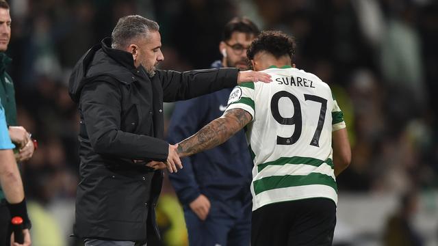 Rui Borges e Luis Suárez, treinador e goleador do Sporting - Foto: MIGUEL NUNES
