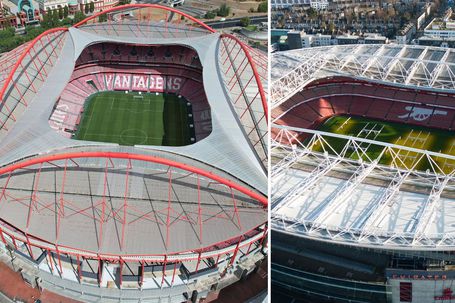 Estádio da Luz e Emirates Stadium estão entre os estádios que apresentam semelhanças entre si (Imago)