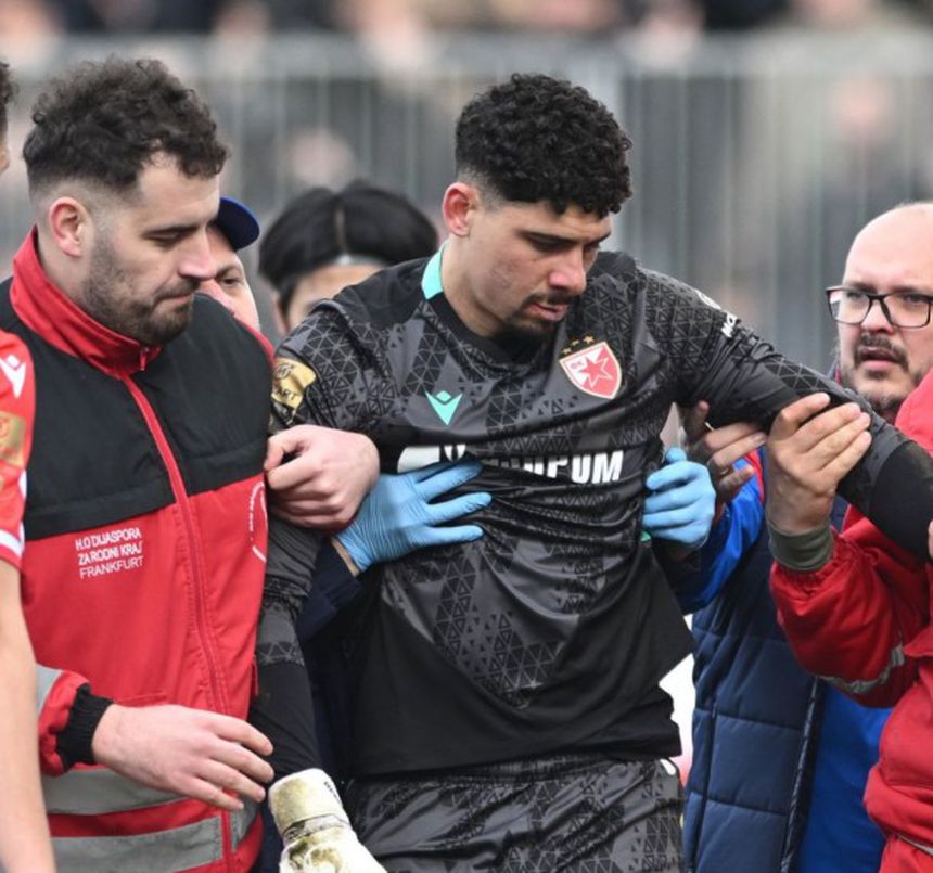 Matheus passou por um mau bocado em jogo da taça da Sérvia - Foto: Sportal / Aleksandar Dimiteijević