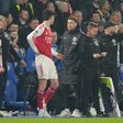 Fabian Hurzeler zangado durante jogo com o Arsenal