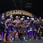 Momento em que jogadores dos Sydney Kings se preparam para erguer o troféu