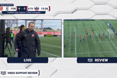 Teste durante jogo de abertura da Canadian Premier League entre o Forge FC e o Atletico Ottawa