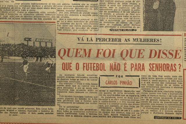 A BOLA destacava jogo de solidariedade entre inglesas e brasileiras... mas de forma muito peculiar
