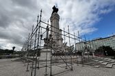 Palco para festa do campeão nacional 2024/2025 começa a ser montado no Marquês de Pombal (Foto: Ivo Martins)