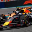 Verstappen e Norris a lutarem pelo segundo lugar no GP de Miami