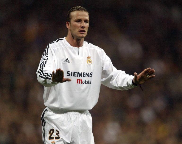 20 - David Beckham custou €38 M do Man. United em 2003 e fez parte da era dos Galáticos, mas só conquistou dois troféus no Real, uma LaLiga e uma Taça - Foto: Imago