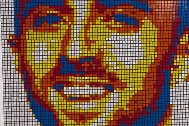 Imagem de Diogo Jota recriada em cubos mágicos