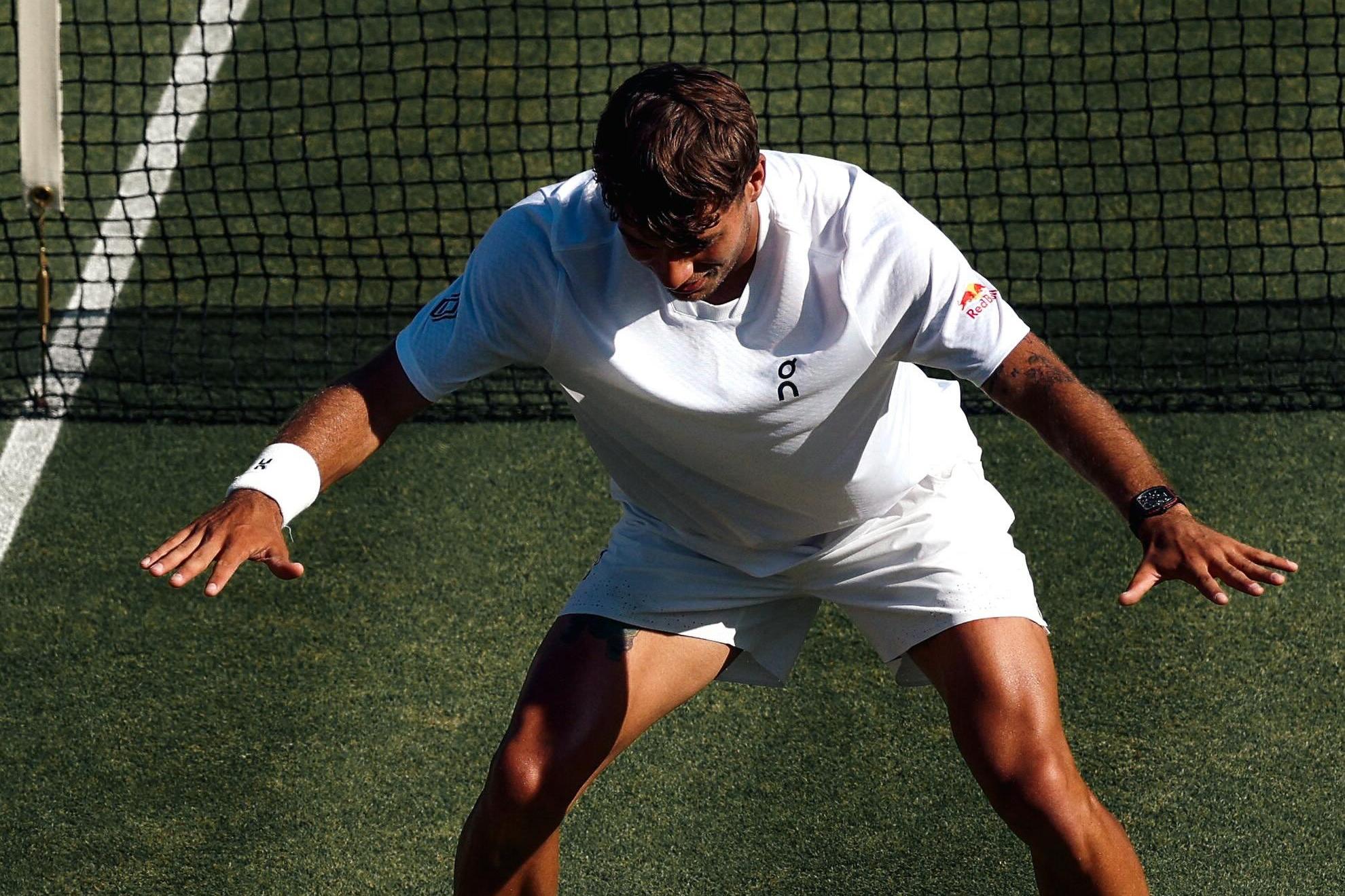Fabio Cobolli a copiar o festejo de Matheus Cunha - Foto: Cobolli/Wimbledon