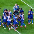 Festa de França após jogo com o Paraguai