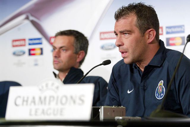 José Mourinho com Jorge Costa
