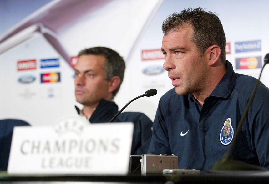 José Mourinho com Jorge Costa