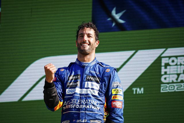 Daniel Ricciardo a celebrar a sua última e oitava vitória na F1