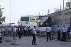 A chegada do autocarro do Nacional a Alvalade