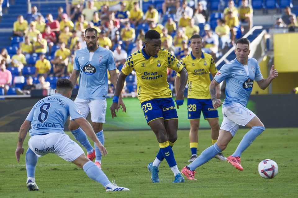 Las Palmas de Fábio Silva e Essugo perde... contra nove jogadores do Celta de Vigo