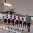 Seleção portuguesa para os Mundiais de Pista em Xangai e o selecionador Gabriel Mendes (foto FPC)
