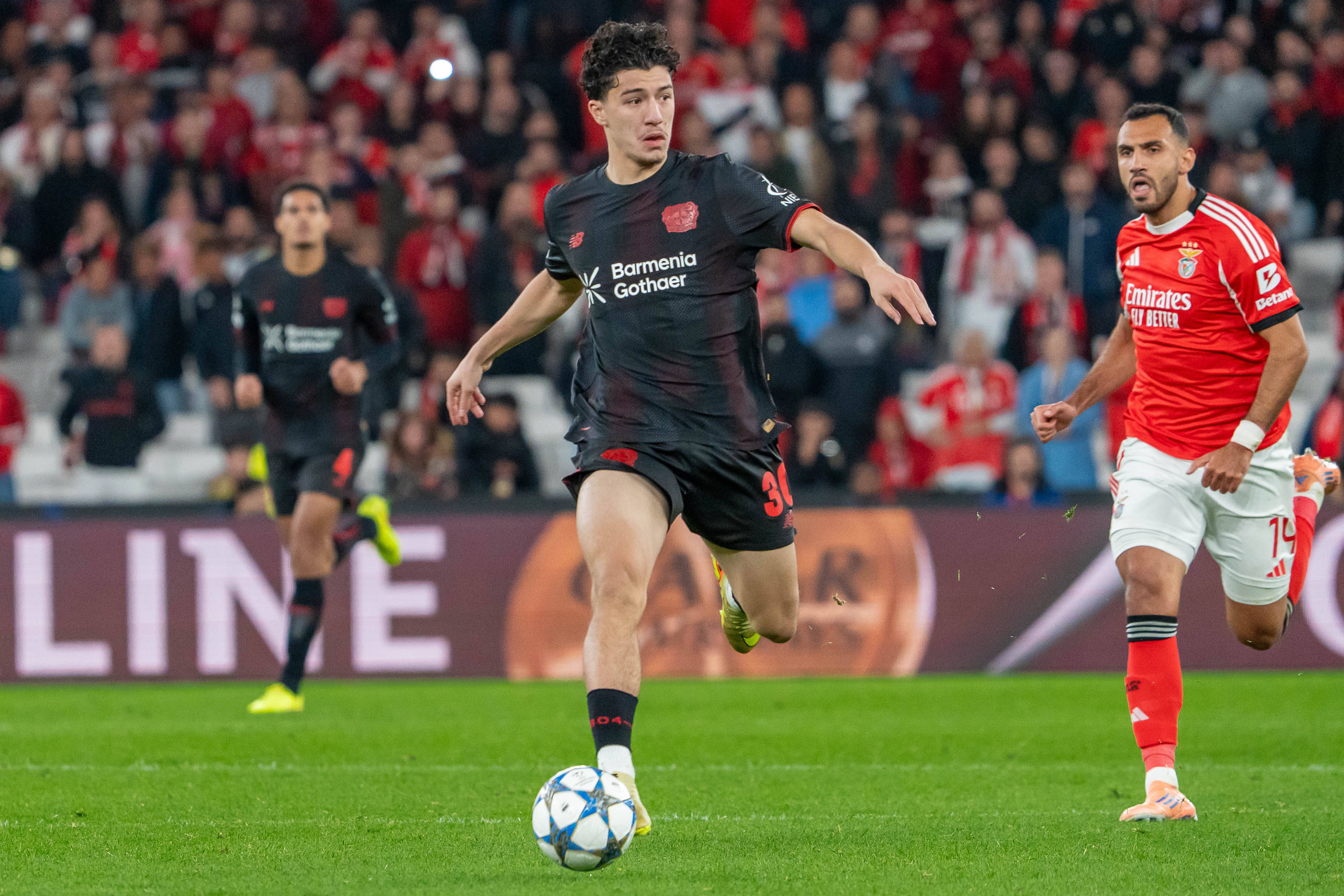 Ibrahim Maza durante o jogo diante do Benfica