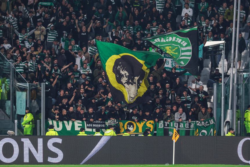 O apoio ao Sporting em Turim. Foto: Sporting