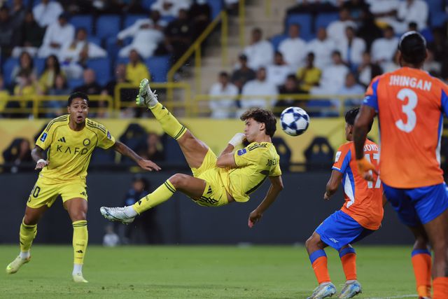 João Félix em remate acrobático a fazer o 4-0 para o Al Nassr na receção ao Goa - Foto: Al Nassr