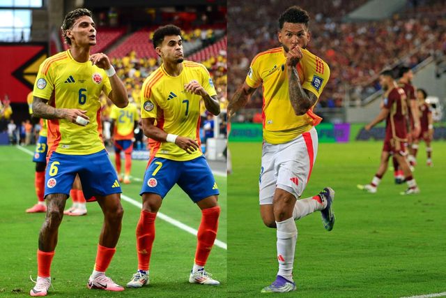 Richard Ríos, Luis Díaz e Luis Suárez ao serviço da Colômbia (IMAGO)