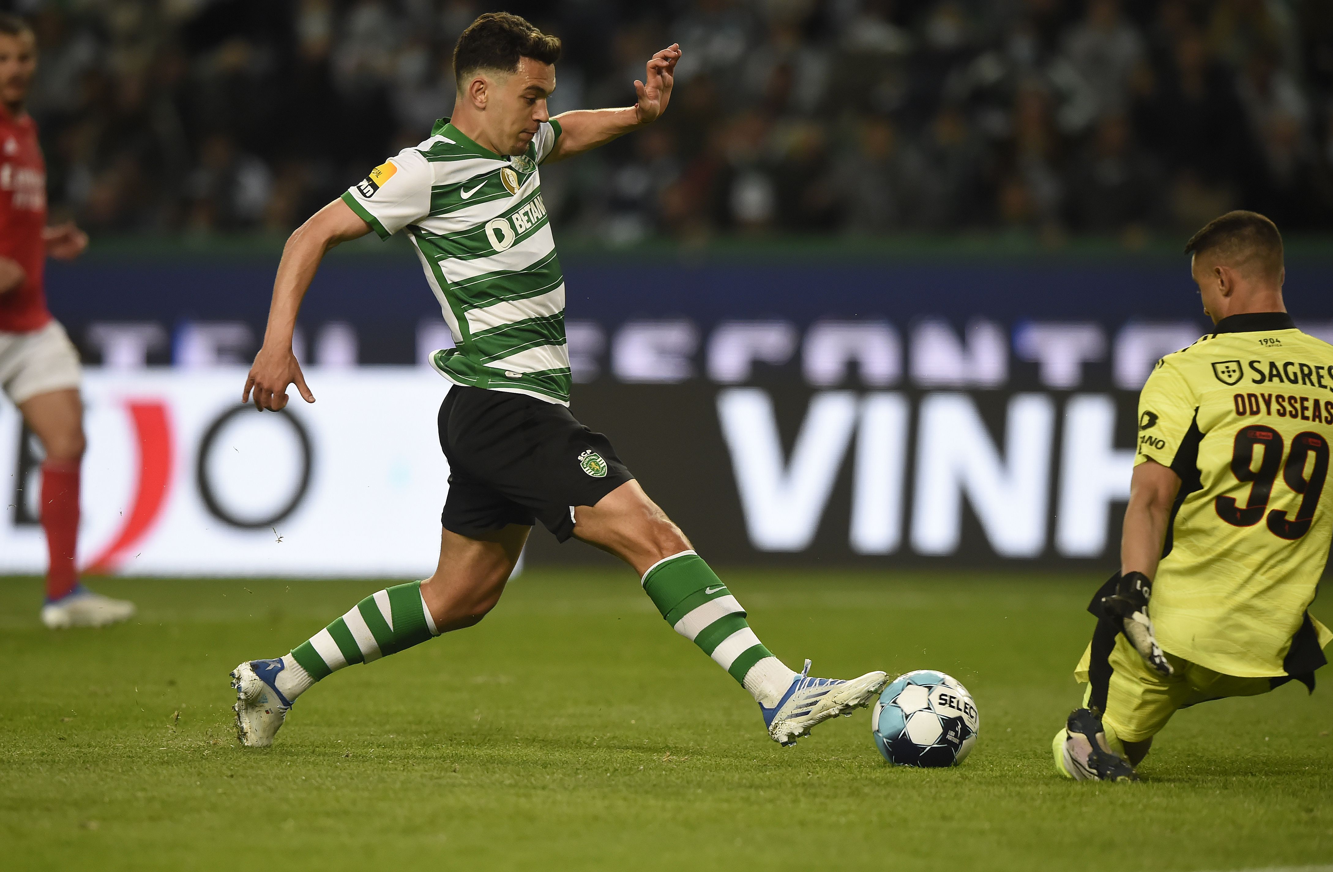 Pedro Gonçalves (Sporting) - 3 golos em dérbis entre Benfica e Sporting, na Liga - Foto: A BOLA/André Alves