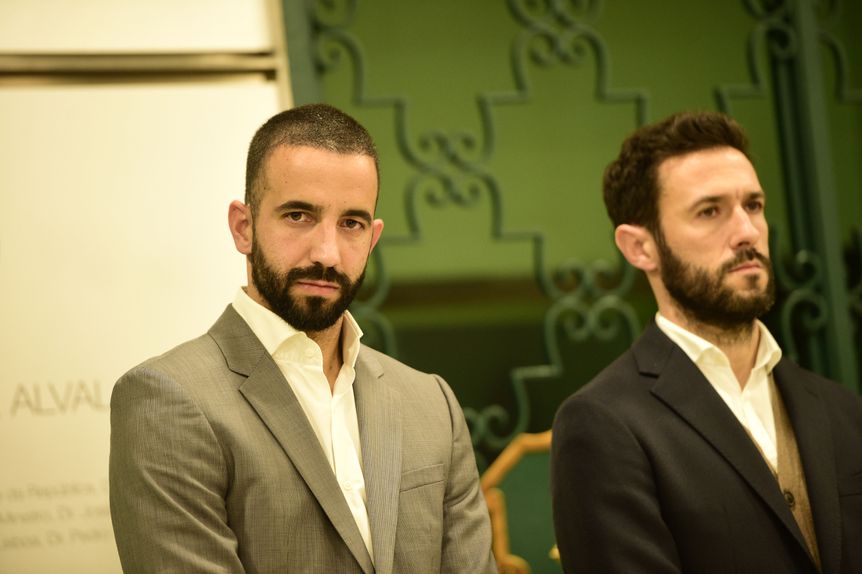 Hugo Viana com Ruben Amorim na apresentação do jovem técnico no Sporting, a 5 de março de 2020 - Foto: Sérgio Miguel Santos