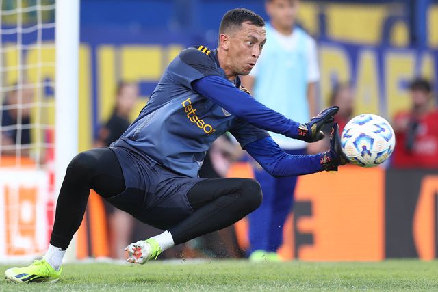 Agustín Marchesín no período de aquecimento no Boca Juniors