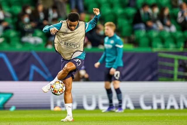 Kayky no aquecimento em Alvalade, antes do duelo entre Sporting e Man. City para a UEFA Champions League, em 2022