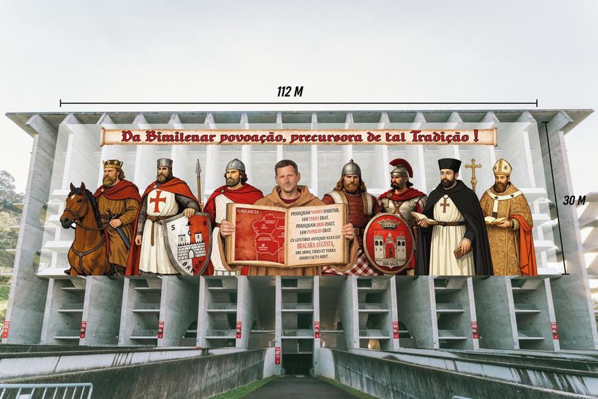 A tarja vai ser exibida na parte exterior do estádio. Foto: SC Braga.