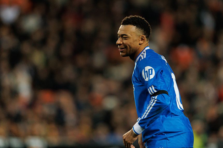 Kylian Mbappé a celebrar mais um golo pelo Real Madrid