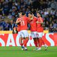 Jogadores do Benfica a celebrarem o primeiro golo do Clássico