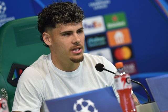 Maxi Araújo falou, no Auditório Artur Agostinho em Alvalade, sobre o jogo com o Arsenal  - Foto: MIGUEL NUNES