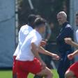 Sorrisos de Vicens no treino em Braga denotaram confiança para fazer história esta quinta-feira (Foto Hugo Delgado/LUSA)