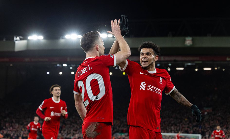 Luis Diaz e Diogo Jota no Liverpool