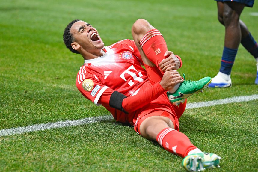 O momento em que Jamal Musiala fraturou o perónio