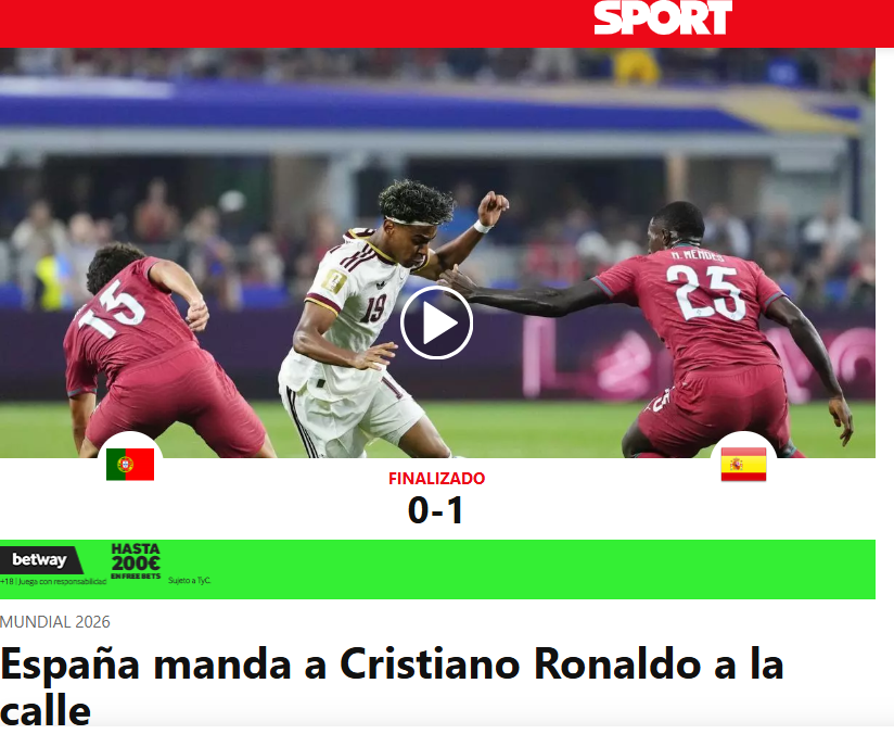 Sport: «Espanha manda Ronaldo para a rua»