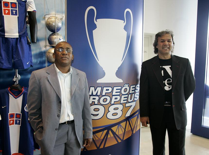 Juary e Madjer, dois autores dos golos do FC Porto na final de Viena, em 1987 - Foto: A BOLA
