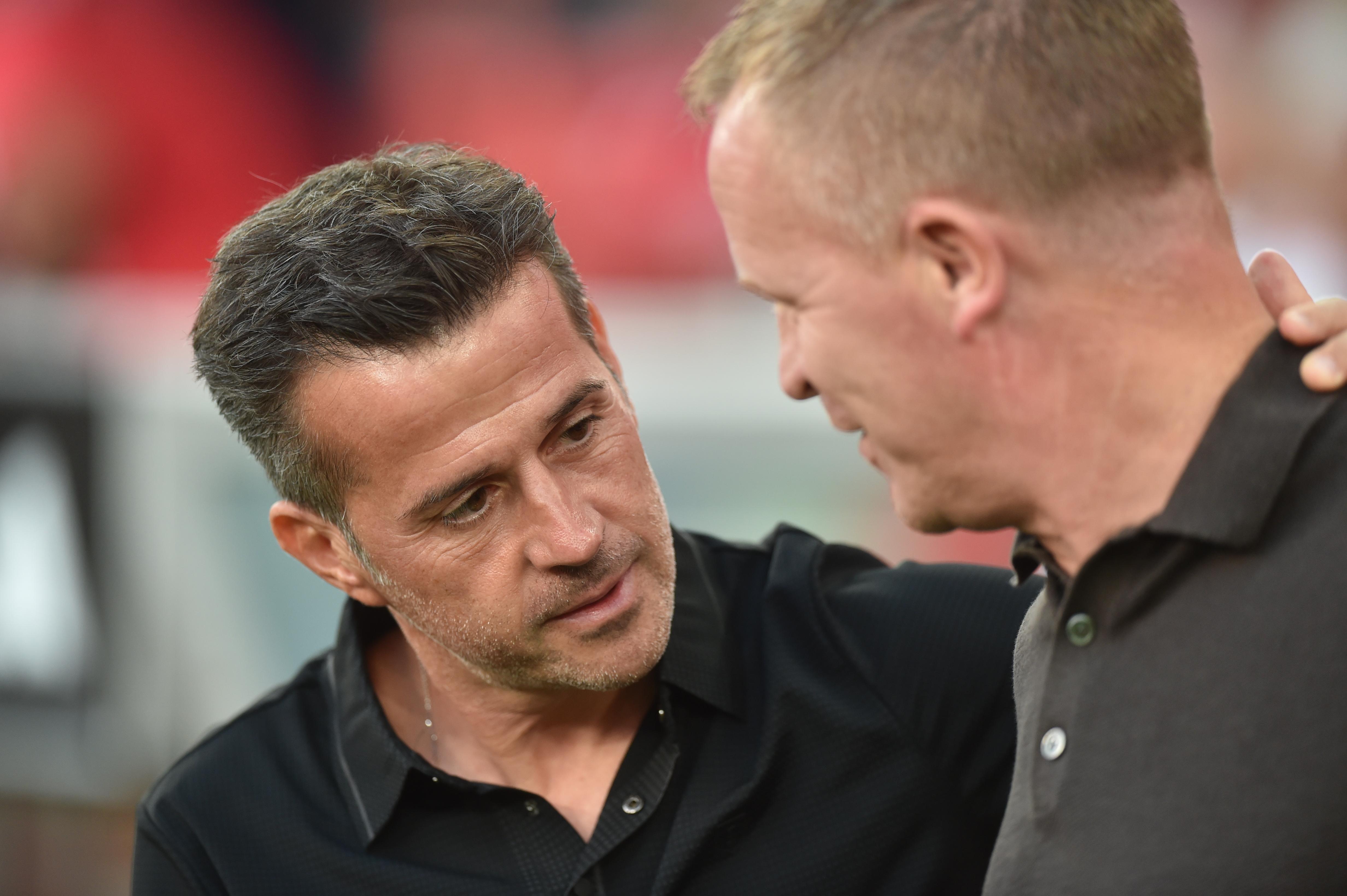 Marco Silva e Wouter Vrancken, treinador do Hearts - Foto: Miguel Nunes