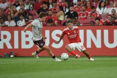 Prestianni em ação no jogo com o Hearts - Foto: Miguel Nunes