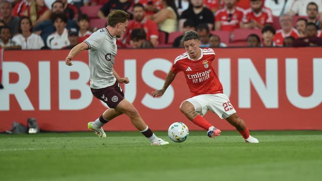 Prestianni em ação no jogo com o Hearts - Foto: Miguel Nunes