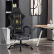 Cadeira gamer ergonómica Symino, com apoio lombar e cervical, posicionada num escritório moderno.