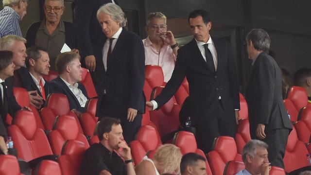 Jorge Jesus e Pedro Proença, respetivamente presidente da Federação Portuguesa de Futebol e selecionador nacional, estiveram na Luz (foto: Miguel Nunes)