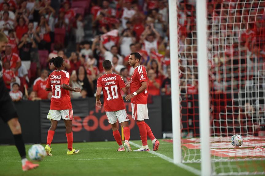 Festejos no golo de Pavlidis contra o Hearts (Foto: Miguel Nunes)