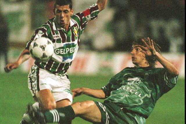 Rebelo em ação contra o Sporting. Foto: A BOLA