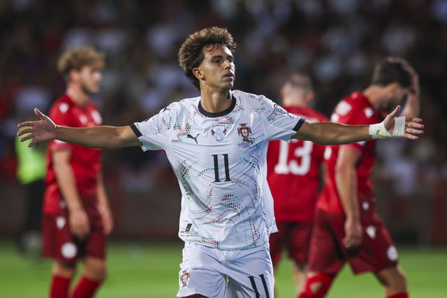 João Félix festeja golo marcado à Armenia (Foto: LUSA/JOSE SENA GOULAO)