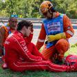 Charles Leclerc logo após o despiste a alta velocidade na Parabólica de Monza