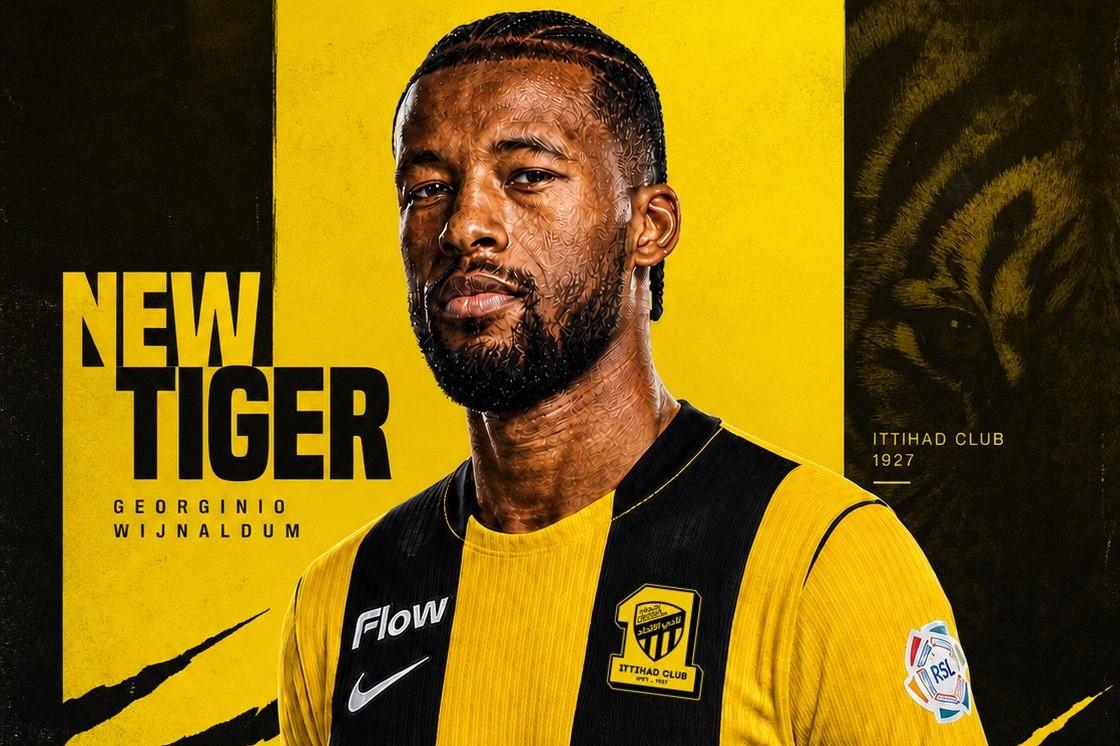 Wijnaldum assina contrato com o Al Ittihad válido por uma época, com outra de opção - Foto: Al Ittihad